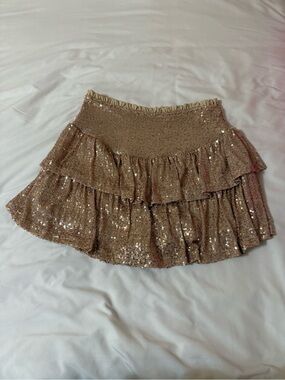 Sequin Tiered Mini Skirt in Champagne